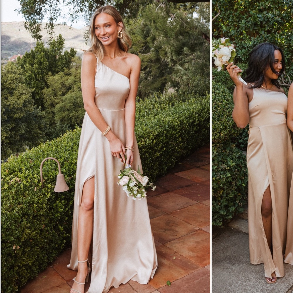 Shannon One Shoulder Dress Show Me Your Mumu-Champagne